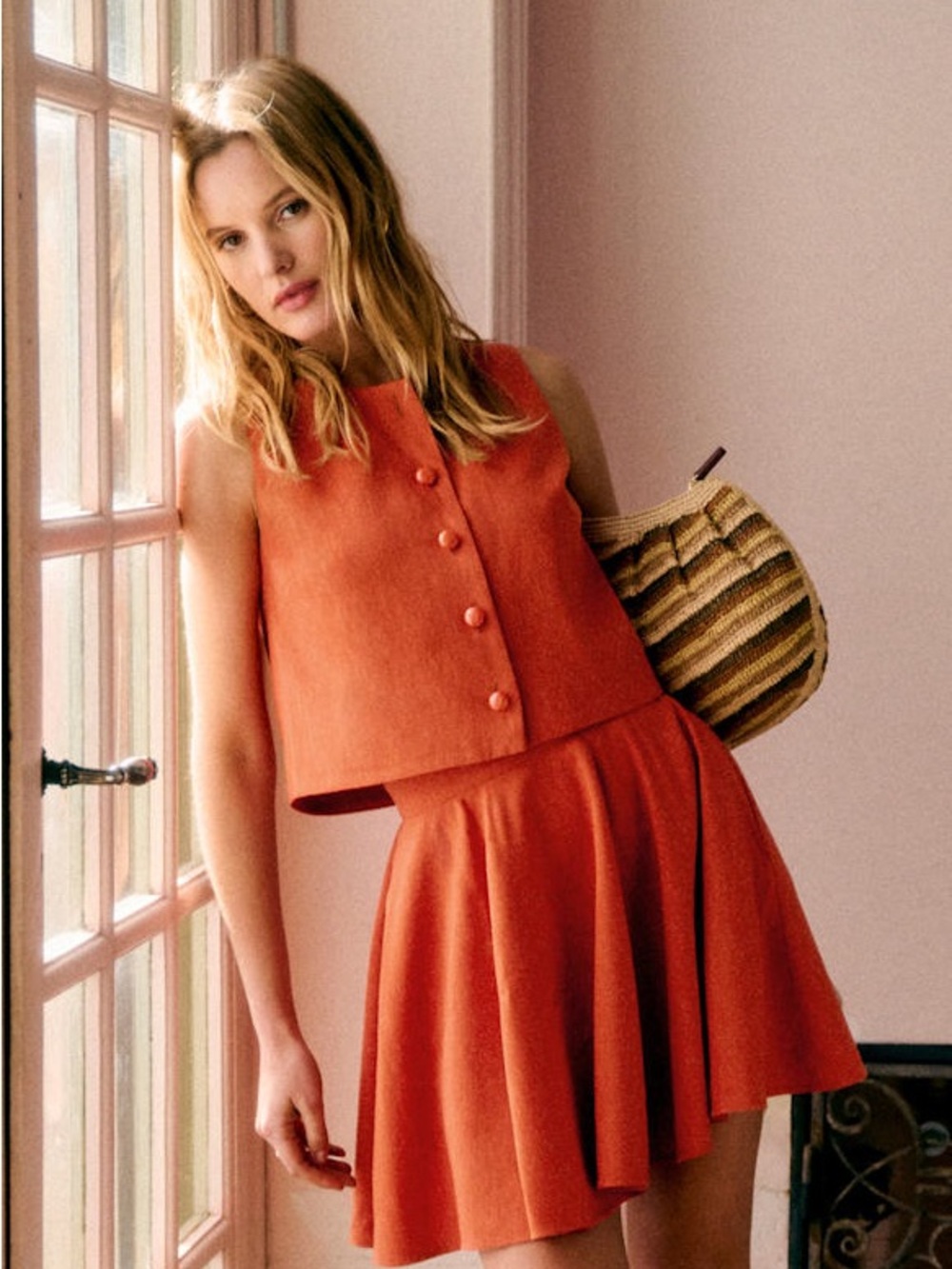 Sezane Meralie Skirt in Burnt Orange (Part of a Set)